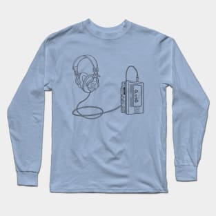 Portable Tape Player (Black Lines) Analog / Music Long Sleeve T-Shirt